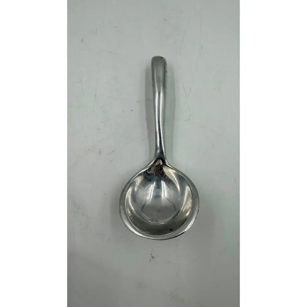 Vintage Mexican Hand-Crafted Polished Cast Aluminum Sauce  Bowl & Spoon